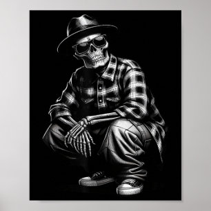 Affiche Squelette de gangster mexicain cool Homie Chicano