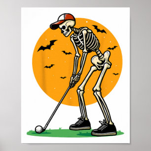 Affiche Squelette de golfeur Halloween drôle de golfeur d'