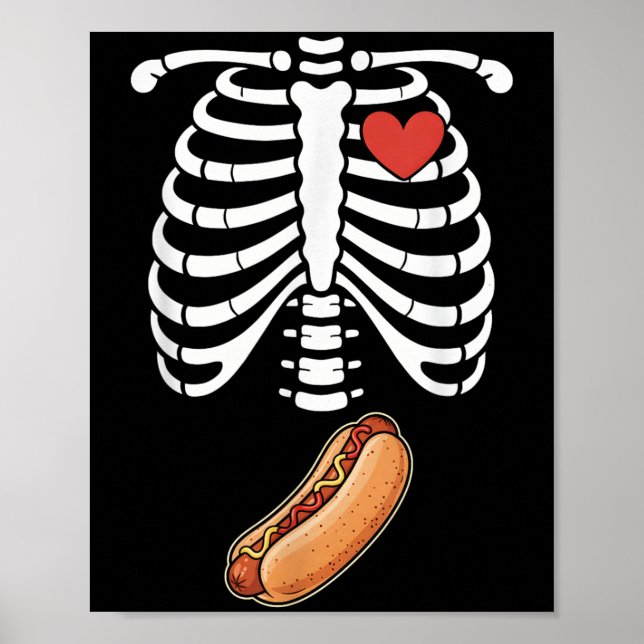 Affiche Squelette de grossesse Hotdog Bosse du ventre Cage (Devant)