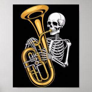 Affiche Squelette de Halloween au tuba tubiste