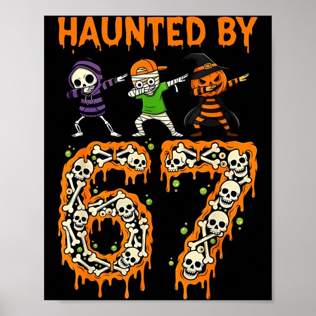 Affiche Squelette de Halloween qui fait le dab en 6-7 (Devant)