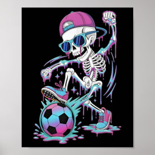 Affiche Squelette de joueur de football au néon qui goutte