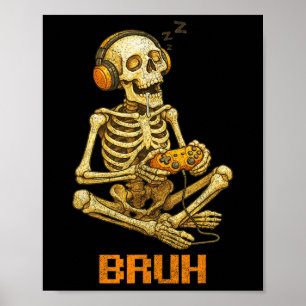 Affiche Squelette de joueur drôle Gamer Adolescents garçon
