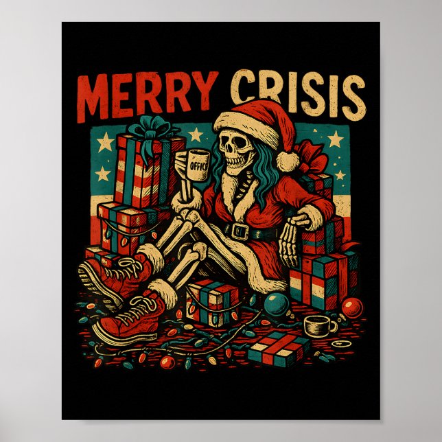 Affiche Squelette de Joyeuse Crise Noël Drôle  (Devant)