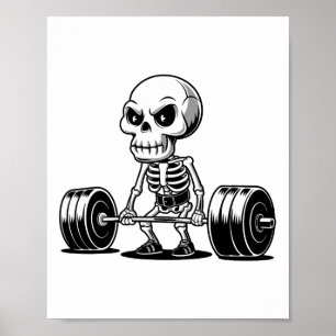 Affiche Squelette de l'entraînement Deadlifter Funny Gym L