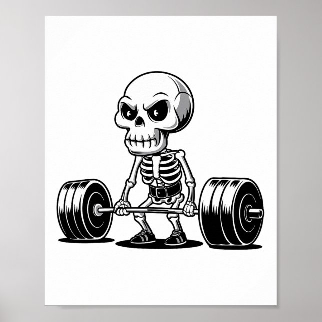 Affiche Squelette de l'entraînement Deadlifter Funny Gym L (Devant)