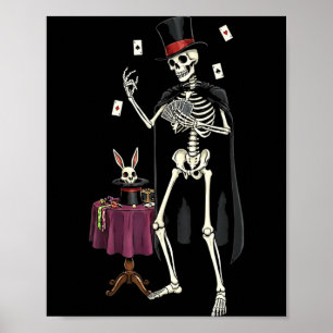 Affiche Squelette de magicien Halloween drôle pour hommes