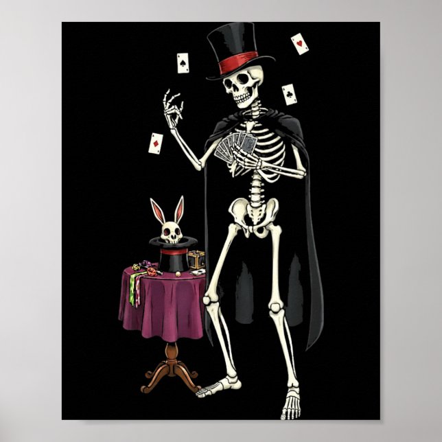 Affiche Squelette de magicien Halloween drôle pour hommes  (Devant)