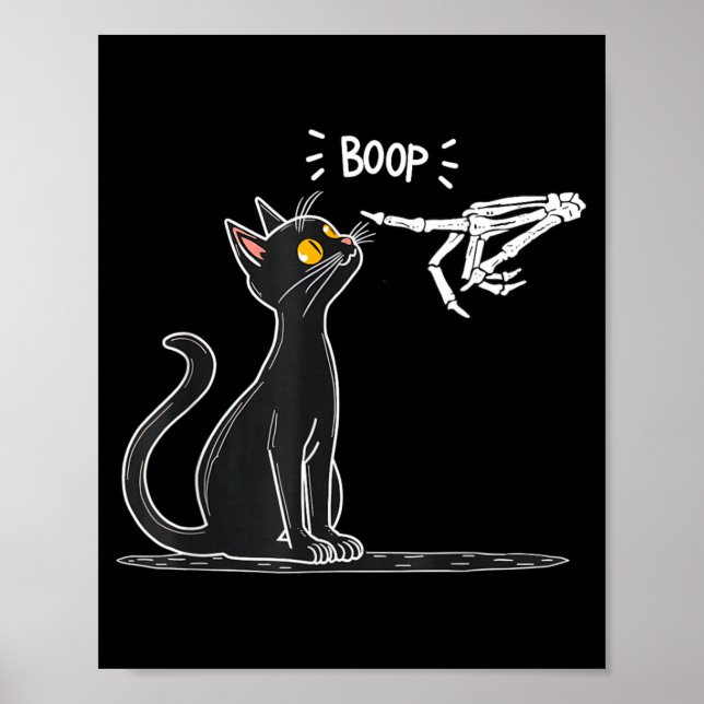 Affiche Squelette de main de chat noir Boop Halloween (Devant)