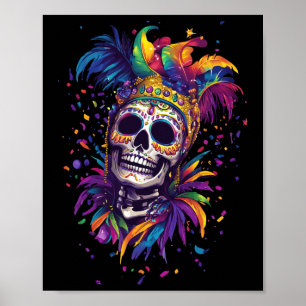 Affiche Squelette de Mardi Gras