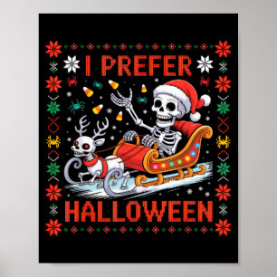 Affiche Squelette de Noël Je préfère Halloween Sweat de No