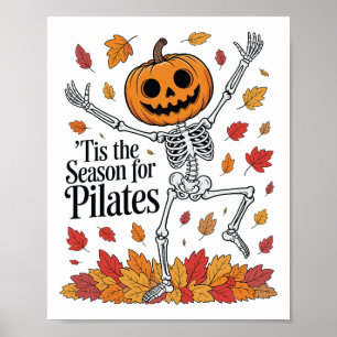 Affiche Squelette de Pilates drôle Citrouille Yoga Hallowe