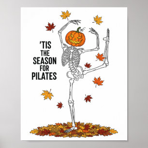 Affiche Squelette de Pilates drôle Citrouille Yoga Hallowe