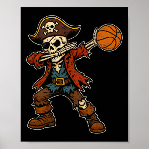 Affiche Squelette de pirate Dabbing Croquis de pirate d'Ha