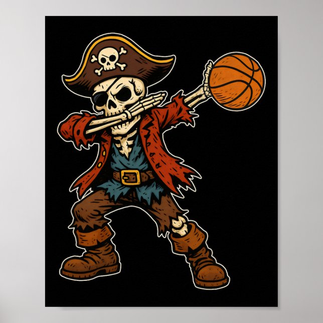 Affiche Squelette de pirate Dabbing Croquis de pirate d'Ha (Devant)