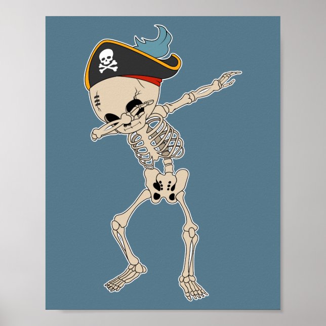 Affiche Squelette de pirate dansant Dab pour Halloween (Devant)