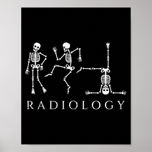 Affiche Squelette de radiologie drôle dansant technicien d (Devant)
