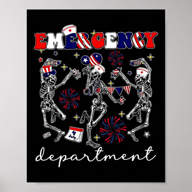 Affiche Squelette de service d'urgence du 4 juillet dansan (Devant)