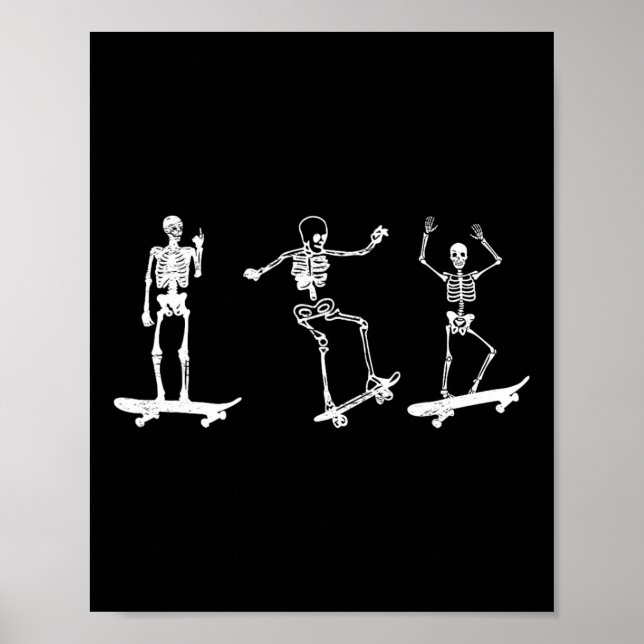 Affiche Squelette de skateboard Fan de skate Skateboard Sk (Devant)