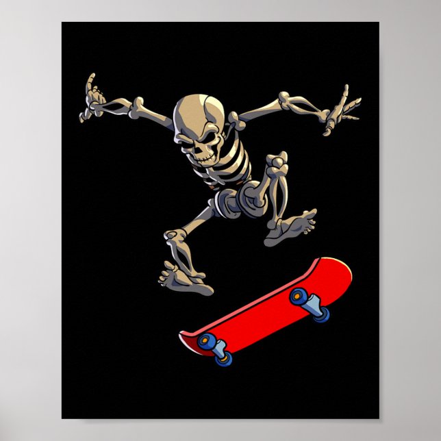 Affiche Squelette de skateboard hommes garçons skater plan (Devant)