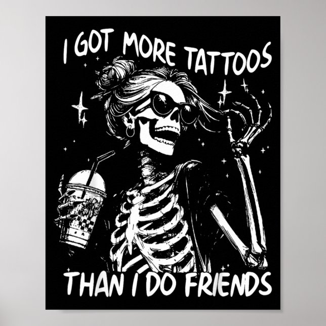 Affiche Squelette de tatouage avec plus de tatouages que d (Devant)