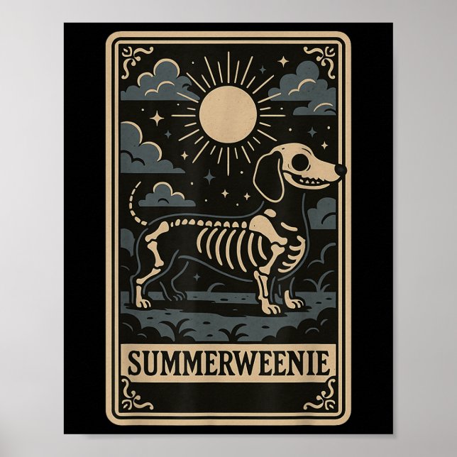 Affiche Squelette de teckel Summerween Art de chien Style  (Devant)