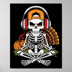 Affiche Squelette de Thanksgiving Joueur Vidéo Jeux Garçon
