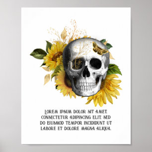 Affiche Squelette de tournesol gothique