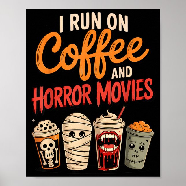 Affiche Squelette de vampire fonctionnant au café et aux f (Devant)
