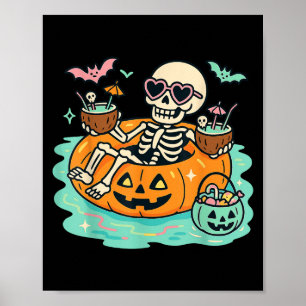 Affiche Squelette D'Été En Citrouille Float Mignonne Pisci