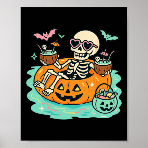 Affiche Squelette D'Été En Citrouille Float Mignonne Pisci