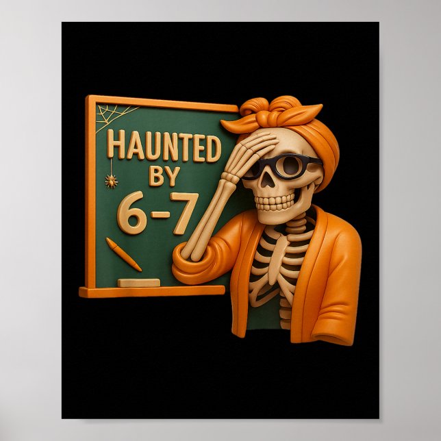 Affiche Squelette d'Halloween ensorcelé Numéro Six Sept (Devant)