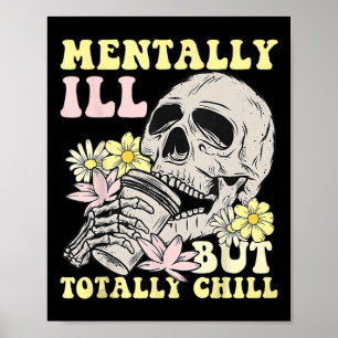 Affiche Squelette d'Halloween groovy mentalement malade ma