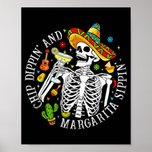 Affiche Squelette drôle de cinq chip dippin sippin margari