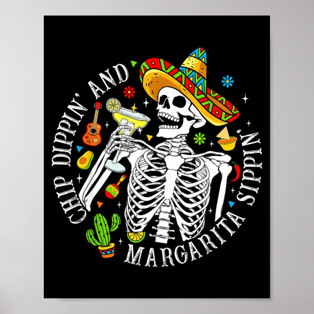 Affiche Squelette drôle de cinq chip dippin sippin margari (Devant)