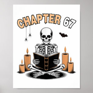 Affiche Squelette drôle de Halloween lisant un livre 67 Me
