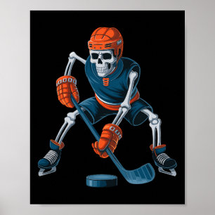 Affiche Squelette drôle de hockey sur glace Halloween _1