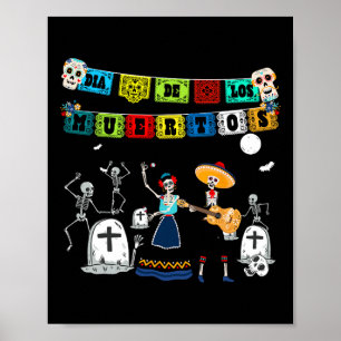 Affiche Squelette drôle du jour des morts - Dia De Los Mue