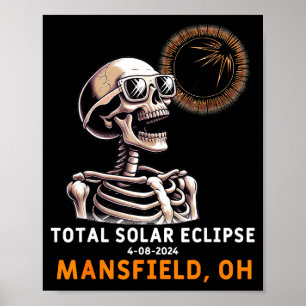 Affiche Squelette drôle éclipse solaire Mansfield Ohio