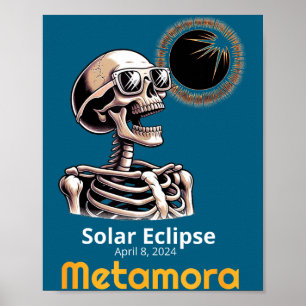 Affiche Squelette Drôle Éclipse Solaire Metamora Indiana