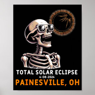 Affiche Squelette drôle Éclipse solaire Painesville Ohio