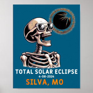 Affiche Squelette Drôle Éclipse Solaire Silva Missouri