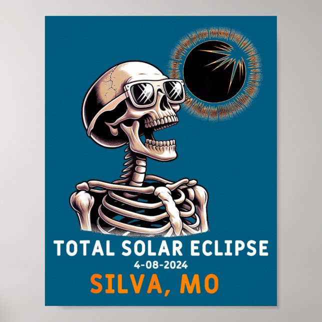 Affiche Squelette Drôle Éclipse Solaire Silva Missouri (Devant)