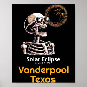 Affiche Squelette Drôle Éclipse Solaire Vanderpool Texas