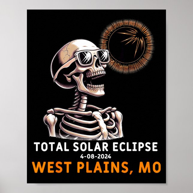 Affiche Squelette Drôle Éclipse Solaire West Plains (Devant)
