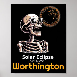 Affiche Squelette Drôle Éclipse Solaire Worthington Indian