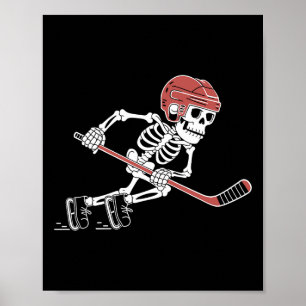Affiche Squelette drôle jouant les amoureux de hockey sur