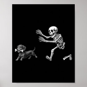 Affiche Squelette drôle poursuivant un chien Chien drôle H