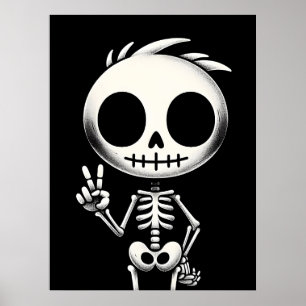 Affiche Squelette éffrayant mignon, Art d'Halloween