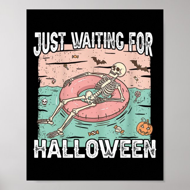 Affiche Squelette Été éffrayant En Attente D'Halloween (Devant)